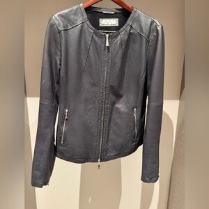 Peserico Dark Gray Leather Jacket